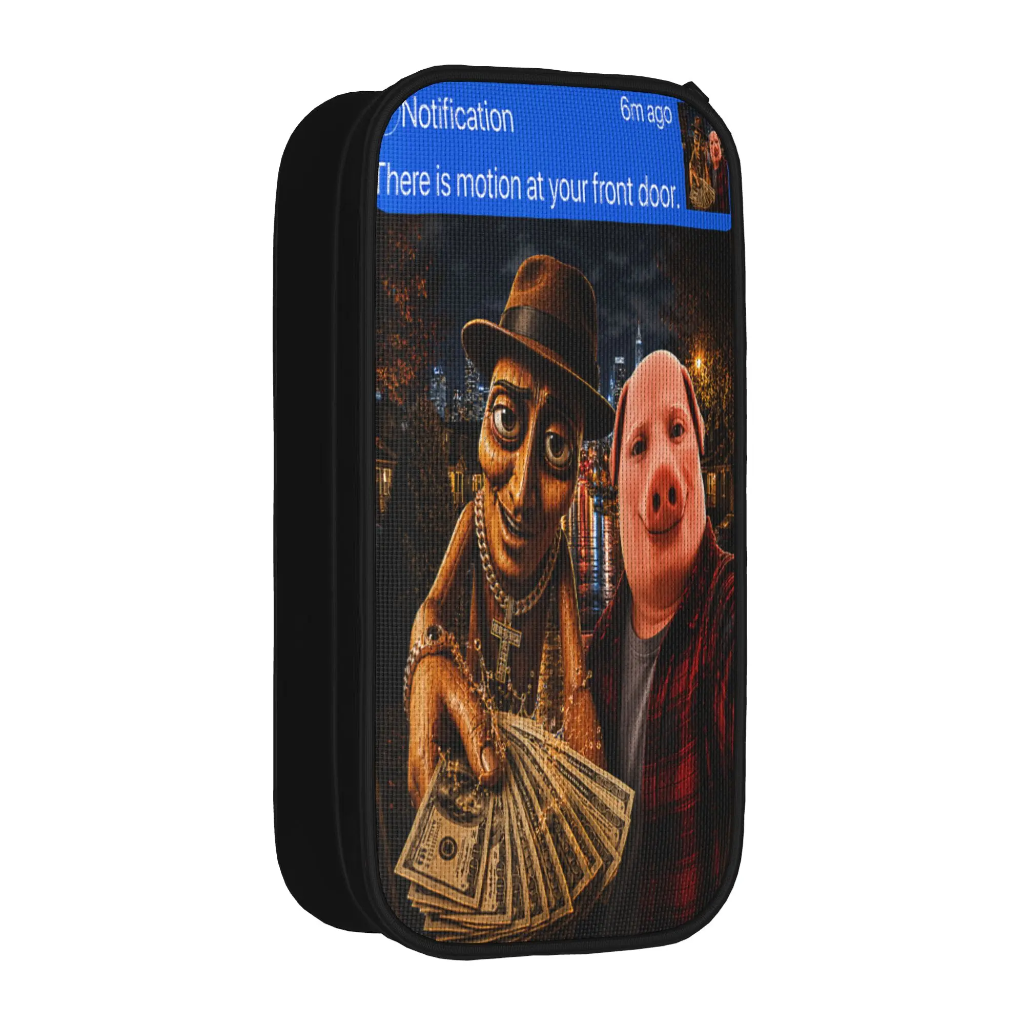 Retro Pencil Case Tung Tung Tung Sahur John Pork Meme Brainrot Pen Box School Pencil Cases Boy Double Layer School Stationery
