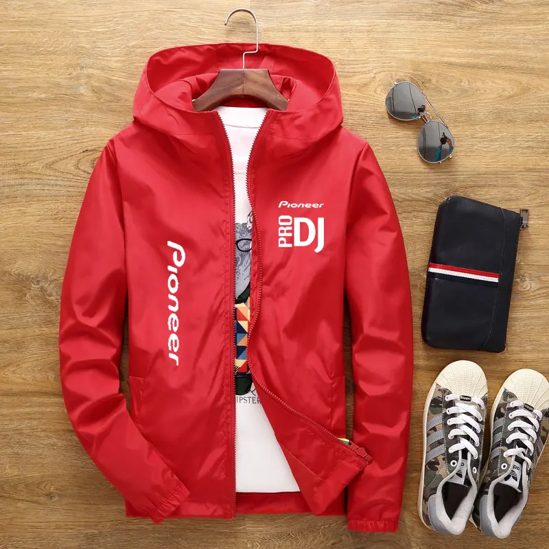 Men's Jacket DJ Pioneer PRO Hooded Spring And Summer New Men's Casual Windbreaker Bomber Zipper Thin Section Hooded Jacket 5XL
