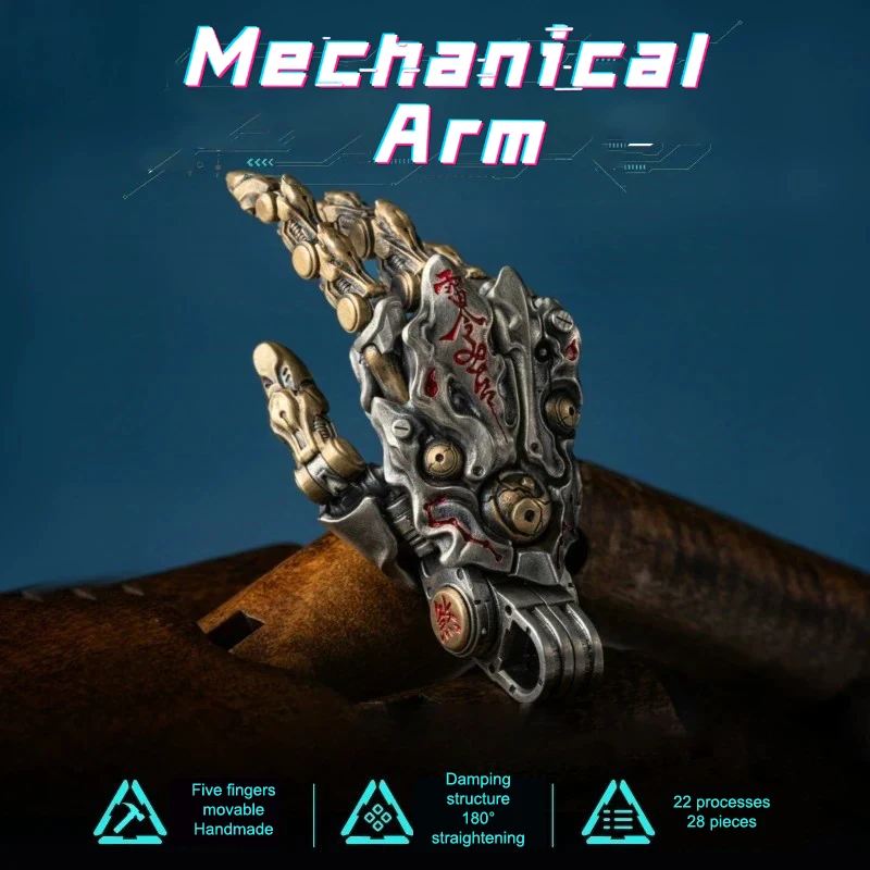 

.Punk-style Robotic Hand Creative Movable Finger Joints Hand Pendant Small Hanging Decoration For Stress Relief Desk Ornaments