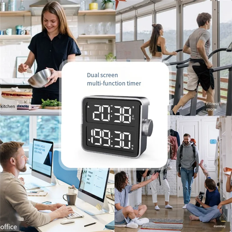 

B04B-большой цифровой таймер с ЖК-дисплеем, кухонные аксессуары, подходящие для спальни, прикроватной тумбочки, настольной перезарядки, подходят для студентов и новичков