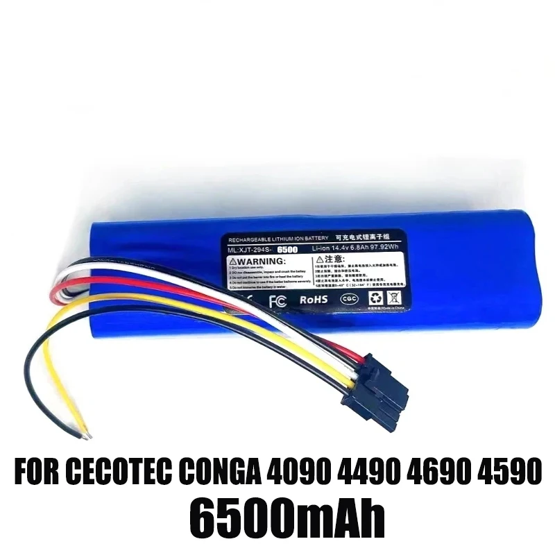 Batterie pour aspirateur robot, Batteries pour CECOTEC CONGA, 100% mAh, 12800mAh, 4090, 4490, 4690, 4590, 14.4V, 18650, 4S2P, Nouveau