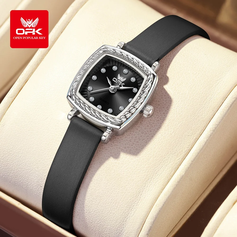 

OPK 6061, женские кварцевые наручные часы, модные элегантные женские деловые часы, удобный кожаный ремешок, водонепроницаемые часы для женщин