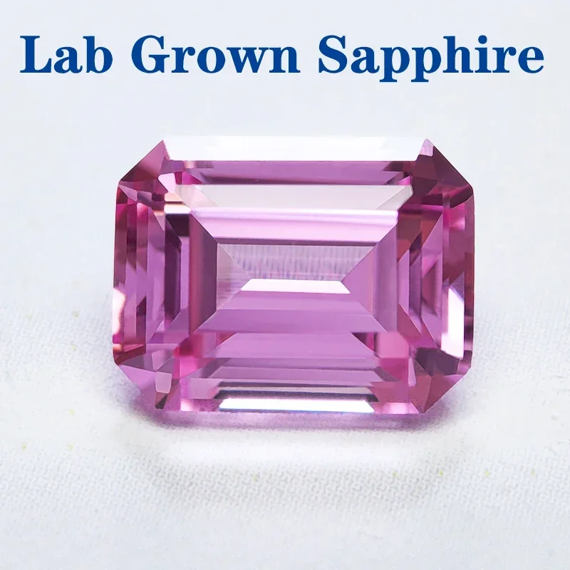 

Top Lab Grown Sapphire Emerald Cut Pink Color VVS1 Gemstone Charms DIY for Jewelry Making Materials Selectable AGL Certificate