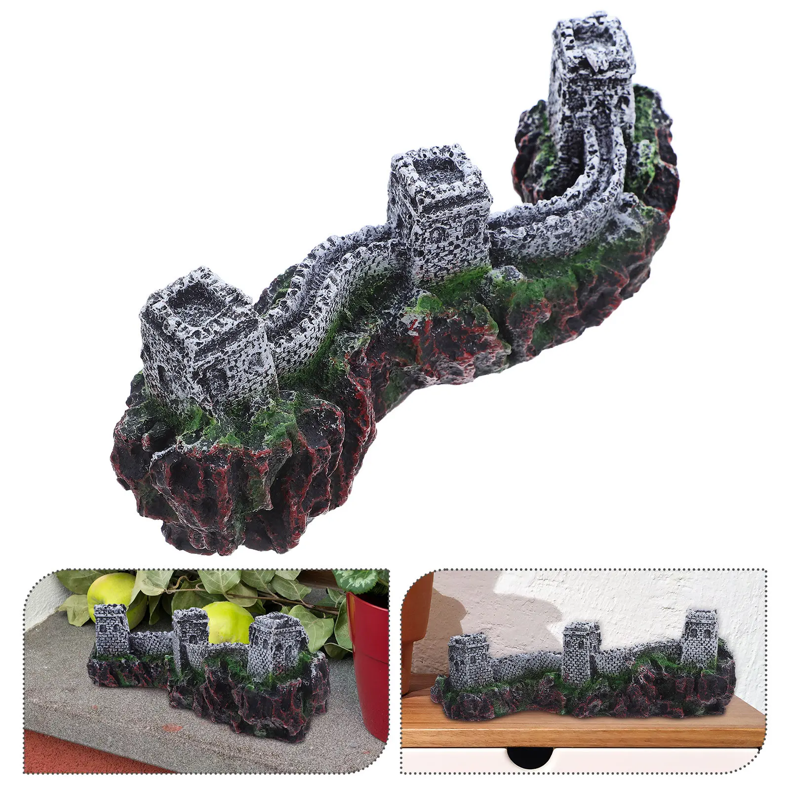 

Миниатюрная скульптура Великой Китайской стены из смолы, всепогодные садовые украшения для бонсай, декор для ландшафтного дизайна внутри и снаружи помещений