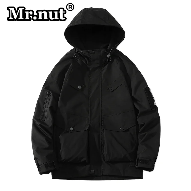 Mr.nut-Jaqueta masculina solta com capuz Windbreak, casaco esportivo, casual, ao ar livre, camping, ferramental, roupas masculinas, primavera, outono