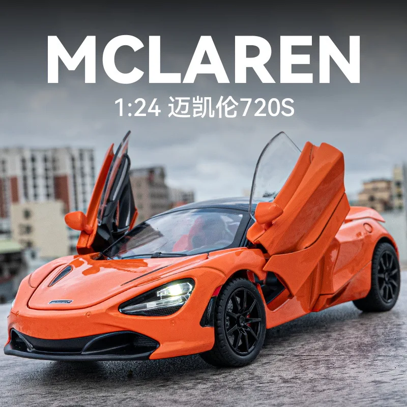 1:24 McLaren 720S Super Sportcar Sound & Light Alloy Diecast Model Car Presents For Boyfriend Toys For Kids Gift Metal C291