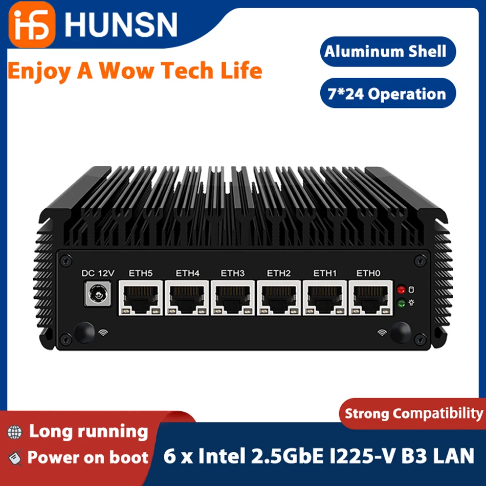 

HUNSN ARJ04,Micro Firewall Appliance,Router PC,Celeron J4125,6 x Intel 2.5GbE I225-V B3 LAN, Pfsense,SIM Slot