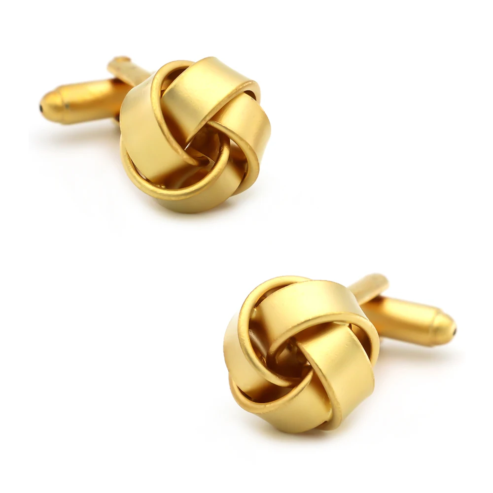 

Classic Cuff Links For Men Metal Knot Design Quality Brass Material Frosted Golden Color Cufflinks Wholesale&retail