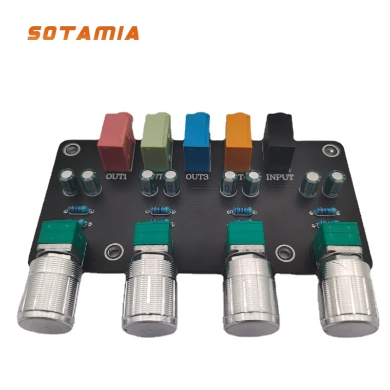 

SOTAMIA Preamp Audio Signal Splitter Mixer 1 in 4 Out Multiple Signal 3.5mm Headphone Interface DIY Home Theater Power Amplifier