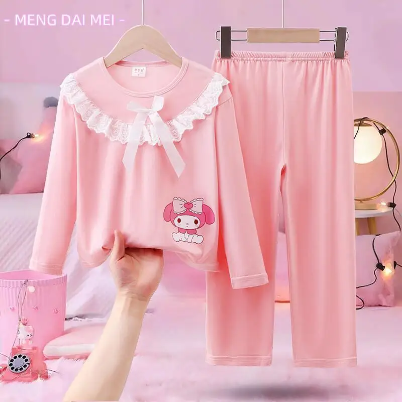 سانريو مرحبا كيتي موضة 2 قطعة مجموعة ملابس الأطفال سترة ملابس خارجية الفتيات معطف 2025 فتاة الخريف الشتاء 10 12 سنة #3