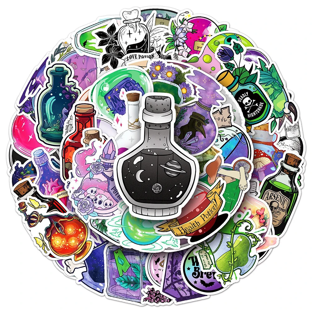 10/30/50pcs Retro Gothic Magic Potion Aesthetic Stickers Cartoon Apothecary Decals DIY Scrapbook Phone Laptop Sticker Wholesale