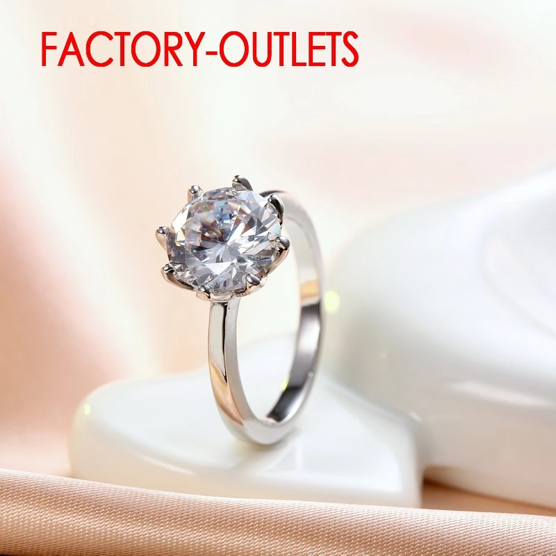 Genuine 925 Sterling Silver Engagement Ring Romantic Fashion Jewelry Cubic Zirconia Prong Setting Women Girls  Wholesale