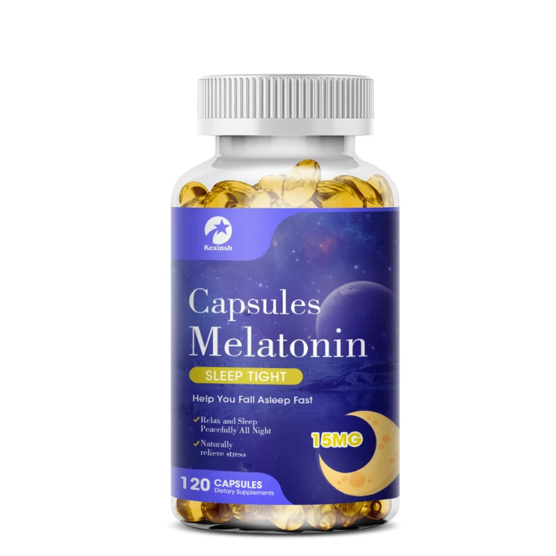 

Kexinsh 60/120 Caps Melatonin Capsules 15 MG Help Sleep Relieve Insomnia, Help Improve Sleep Quality Antioxidant