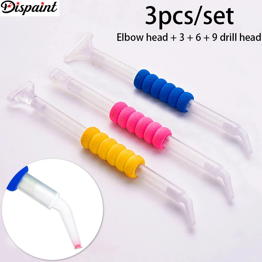 Dispaint Anti fatigue Elbow Point Drill Pen DIY Stick Bead Tool for Diamond Painting 3pcs/set Elbow head + 3 + 6 + 9 drill head