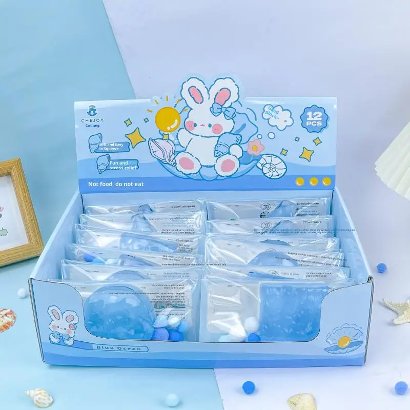 1Pcs Creative Sensory Toy Super Soft Stress-relieving Cube Transparent Ocean Sticky Props  Ocean Cube Squeeze Toys