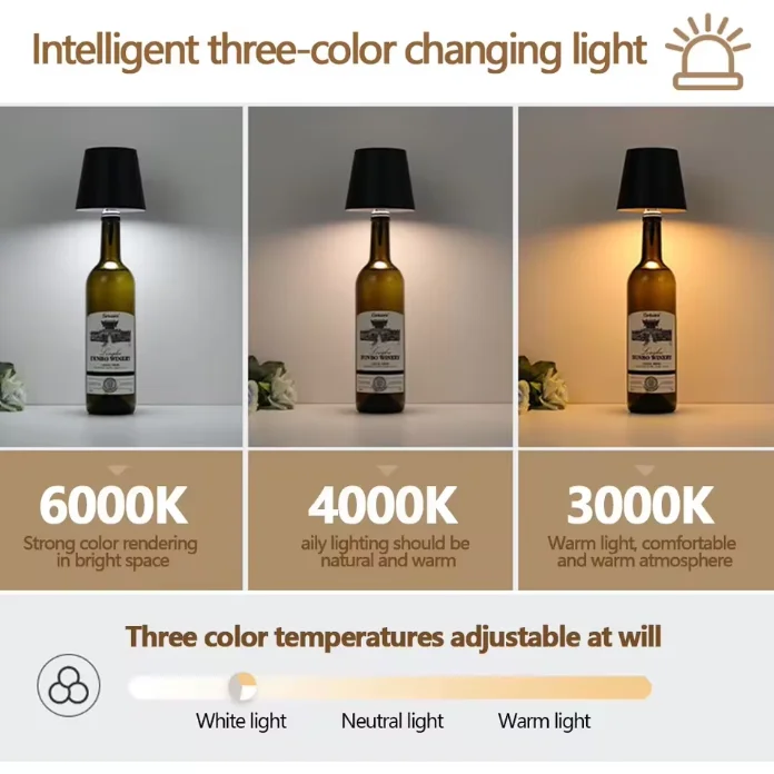Lâmpada de mesa led bar café atmosfera luz noturna sem fio garrafa de vinho lâmpada tipo-c carregamento controle de toque garrafa de vinho luz escurecimento