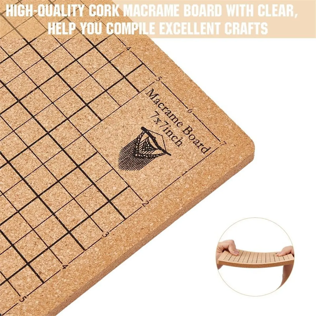 7 X 7 Inch Macrame Cork Braiding Board and Pins Kit for Jewelry Making Measuring Threading Beginners DIY Art