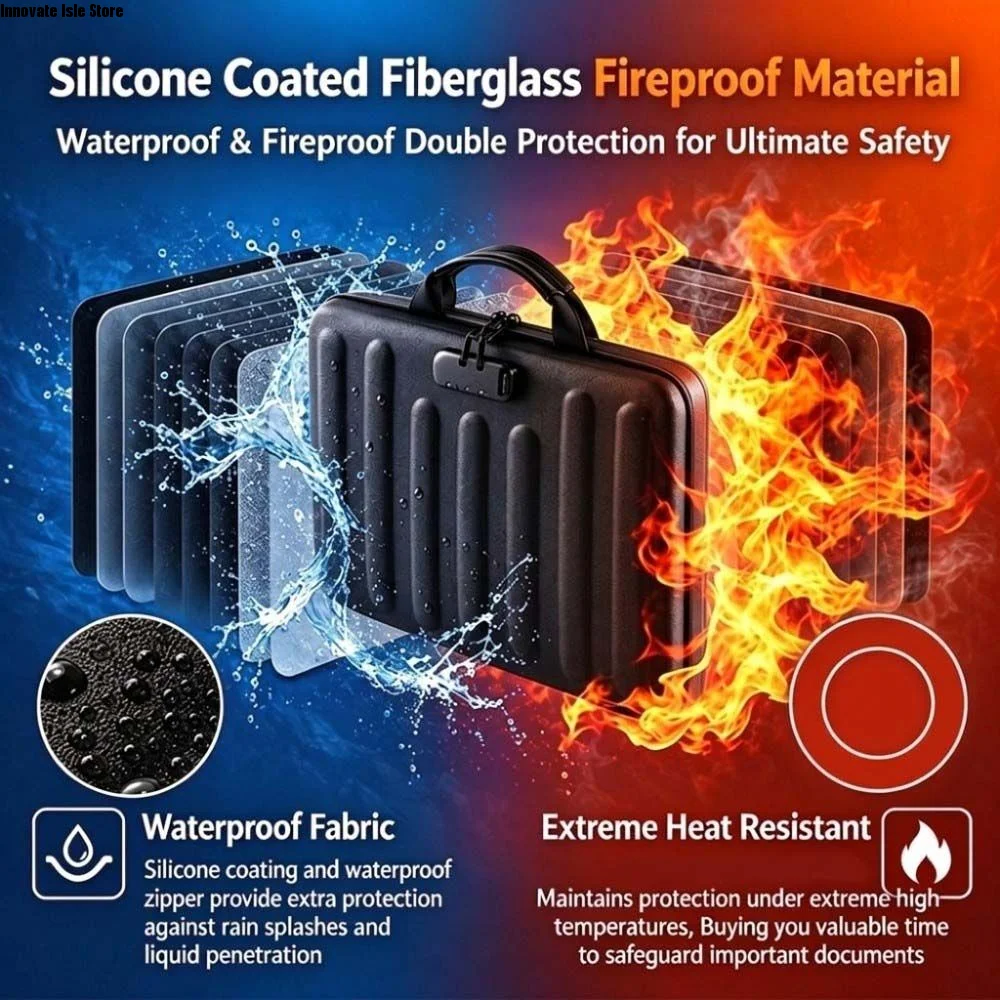 Hard EVA Shell Fireproof Document Briefcase With Lock Multi Layer Waterproof Document Bag Portable Hard Case Safe Storage Bag