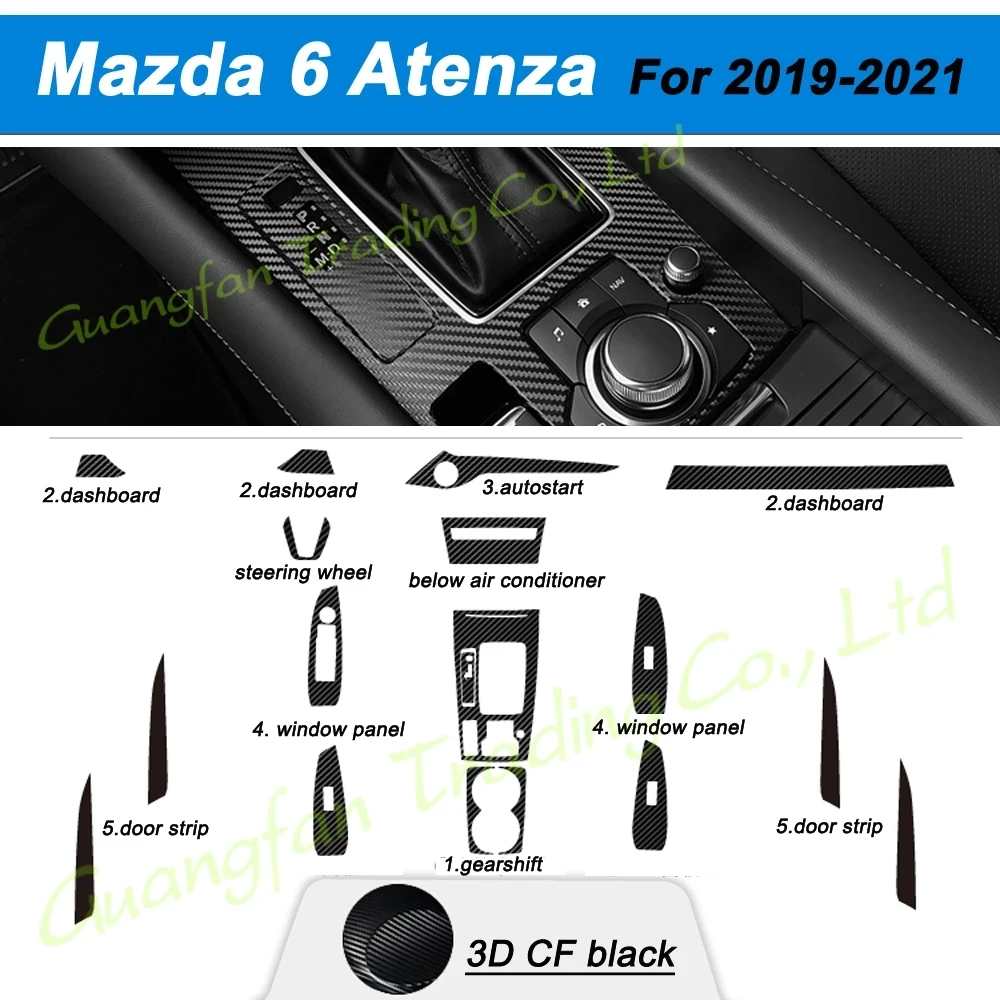 For Mazda 6 Atenza 2019 2021 Car Styling Carbon Fiber Car Interior Center Console Color Change Molding Sticker Decals