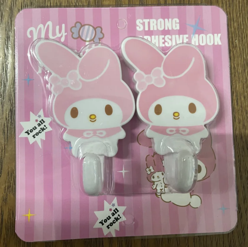 2Pcs Set Kuromi Sanrio Strong Self Adhesive Hooks Key Storage Hanger for Kitchen Bathroom Door Wall Multi-Function Bathroom Hook