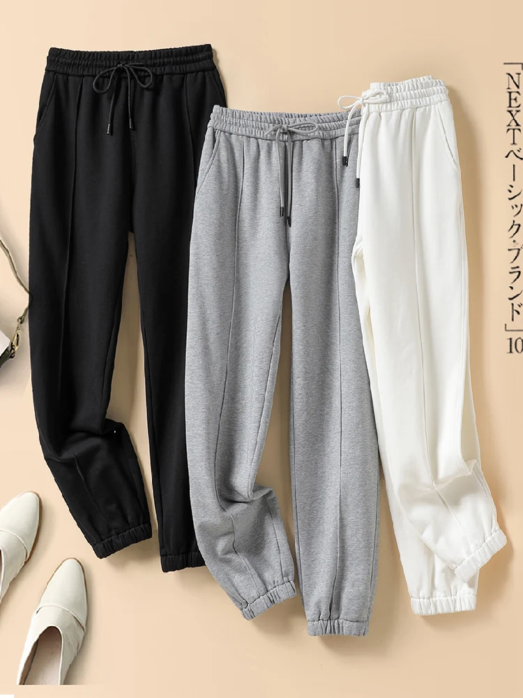 

Women's Slim Fit Harem Sports Pants High Waist Nine Points Cotton Straight Leg Casual Trousers Faionable Spring Autumn