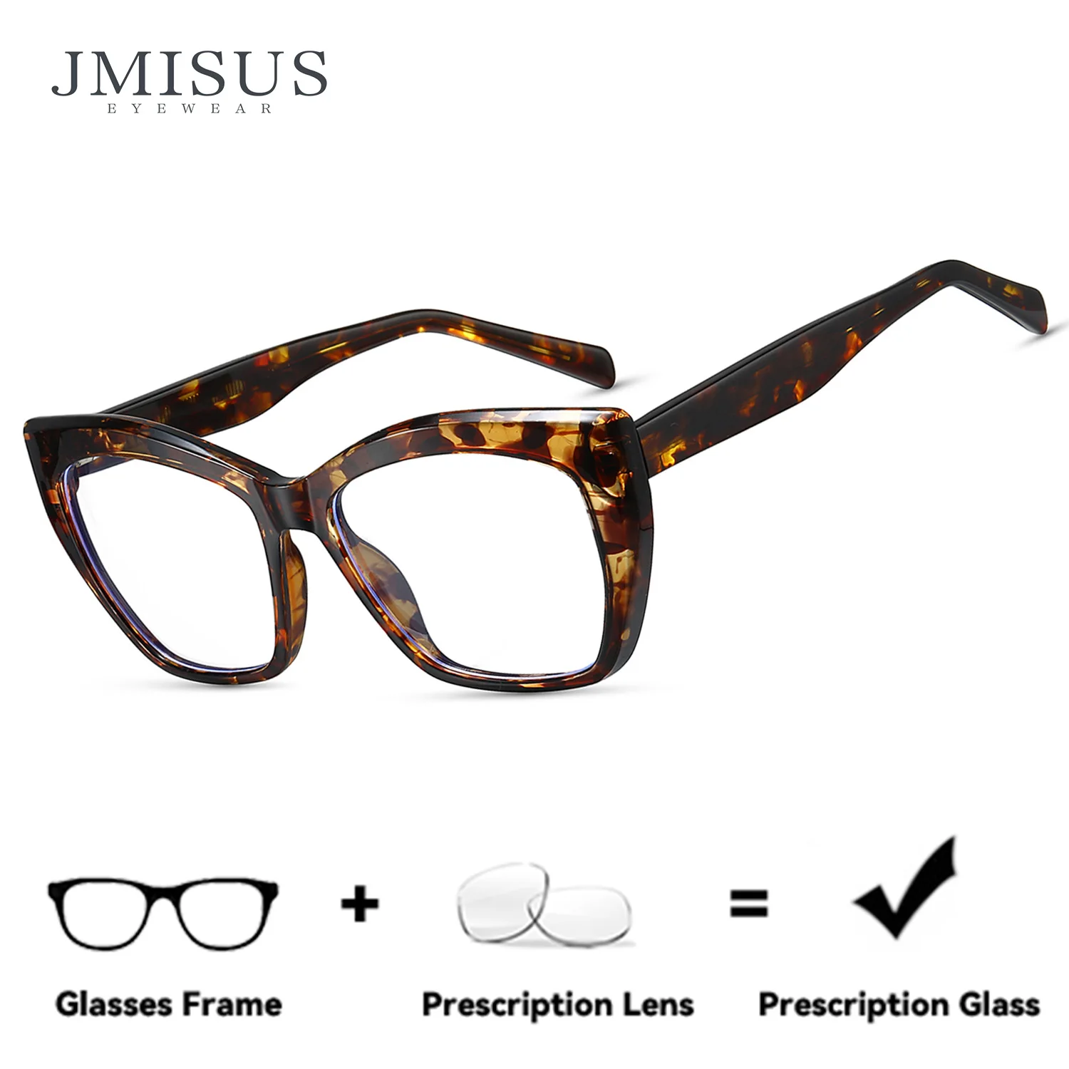 JMISUS Trendy Square Handmade Acetate Progressive Multifocal Glasses Woman Blue Light Filter Cat Eye Prescription Eyewear