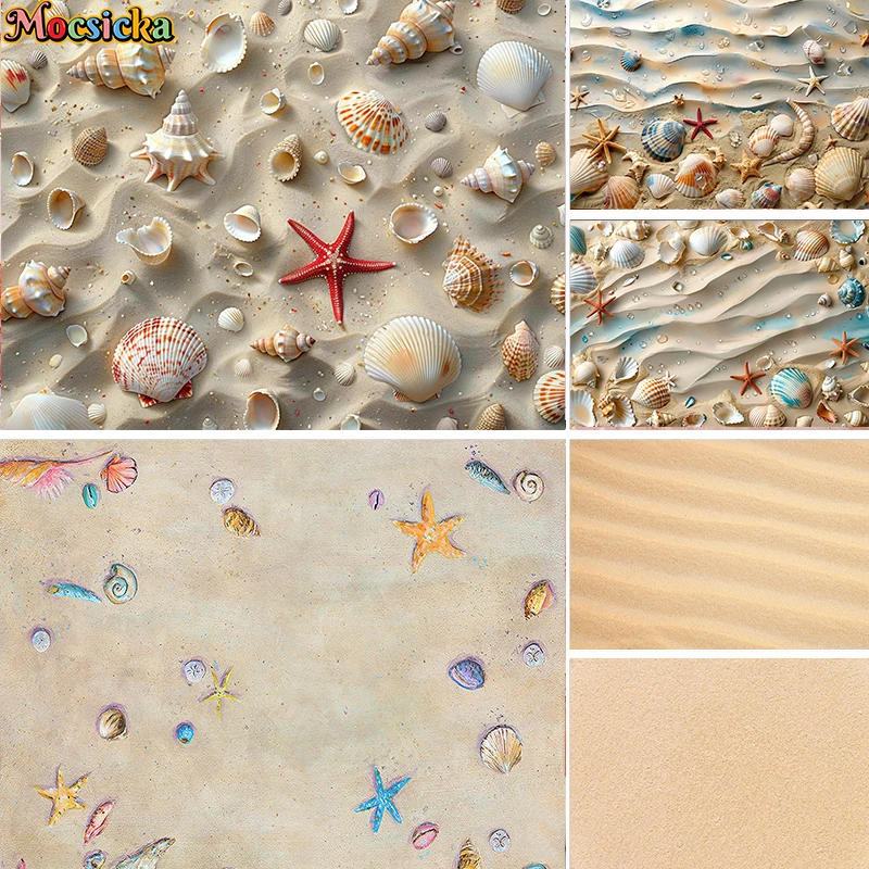 

Mocsicka Photography Backgrounds Summer Beach Floor Shells Newborn Shower Kids Birthday Portraits Decor Backdrop Photo Studio