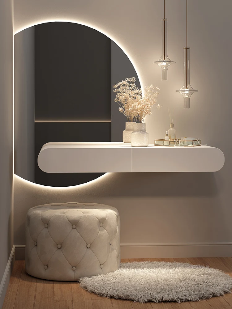 Suspended vanity modern semi-circular crescent mirror with light bedroom home wall mounted