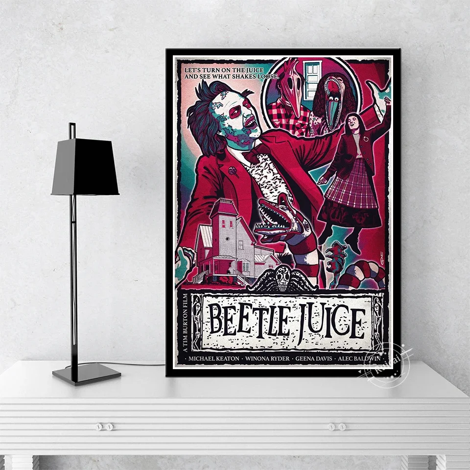 Beetlejuice Poster Horror Movie Wall Art Bar Cafe Home Decor Canvas Painting For Living Room Decoration