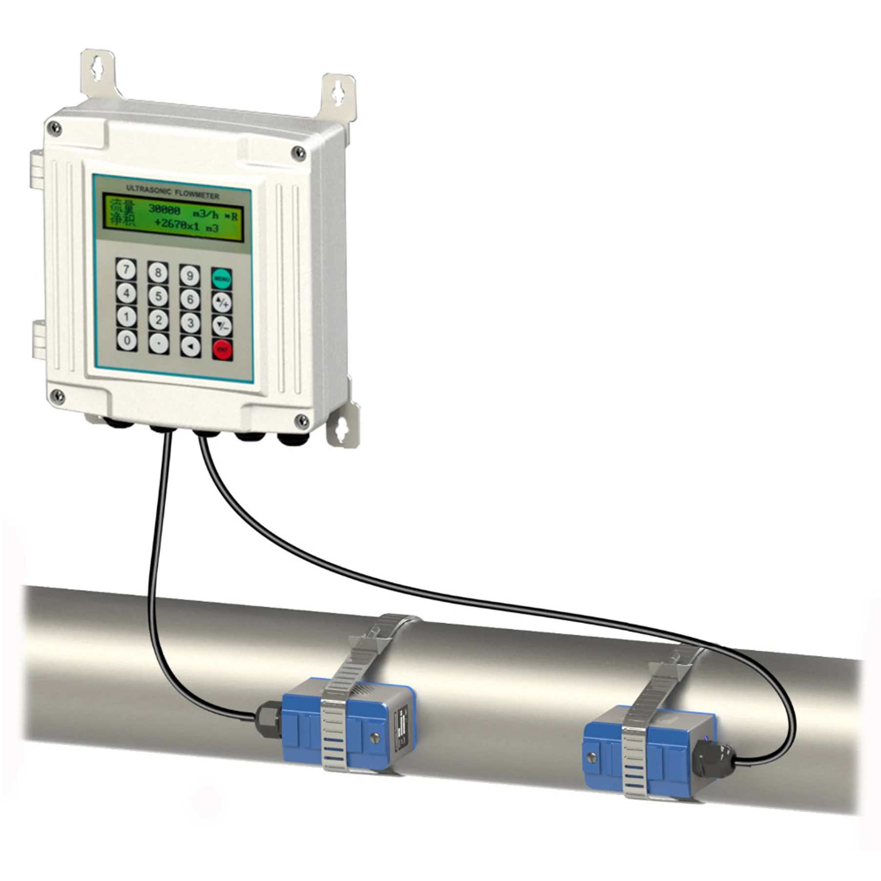 ltrasonic Flow Meter TUF-2000SW wall mounted clamp on digital water Flowmeter RS485 Interface TS-2 TM-1 TL-1 TS-2-HT TM-1-HT