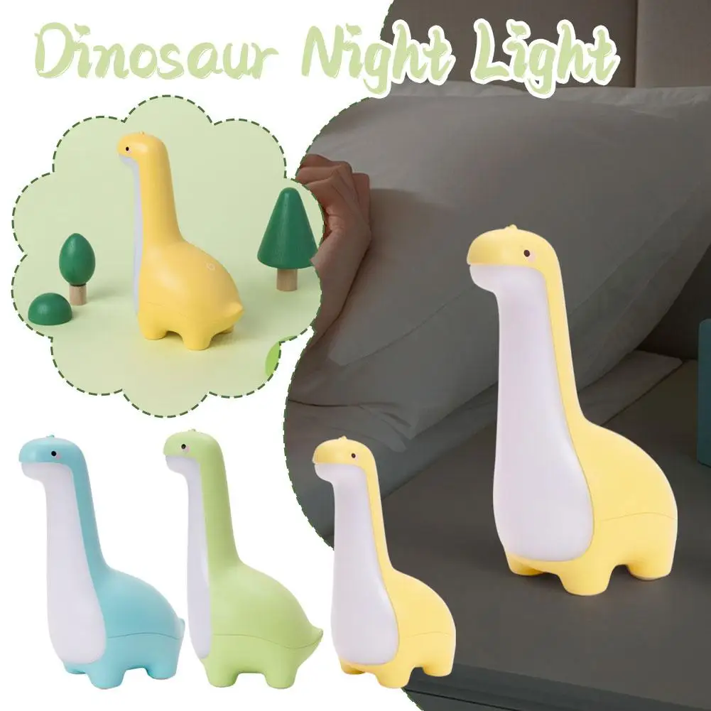 USB Rechargeable Dinosaur Night Light Soft Yellow Light Children Sleep Night Light Cartoon Charming Dinosaur Design Bedside LED