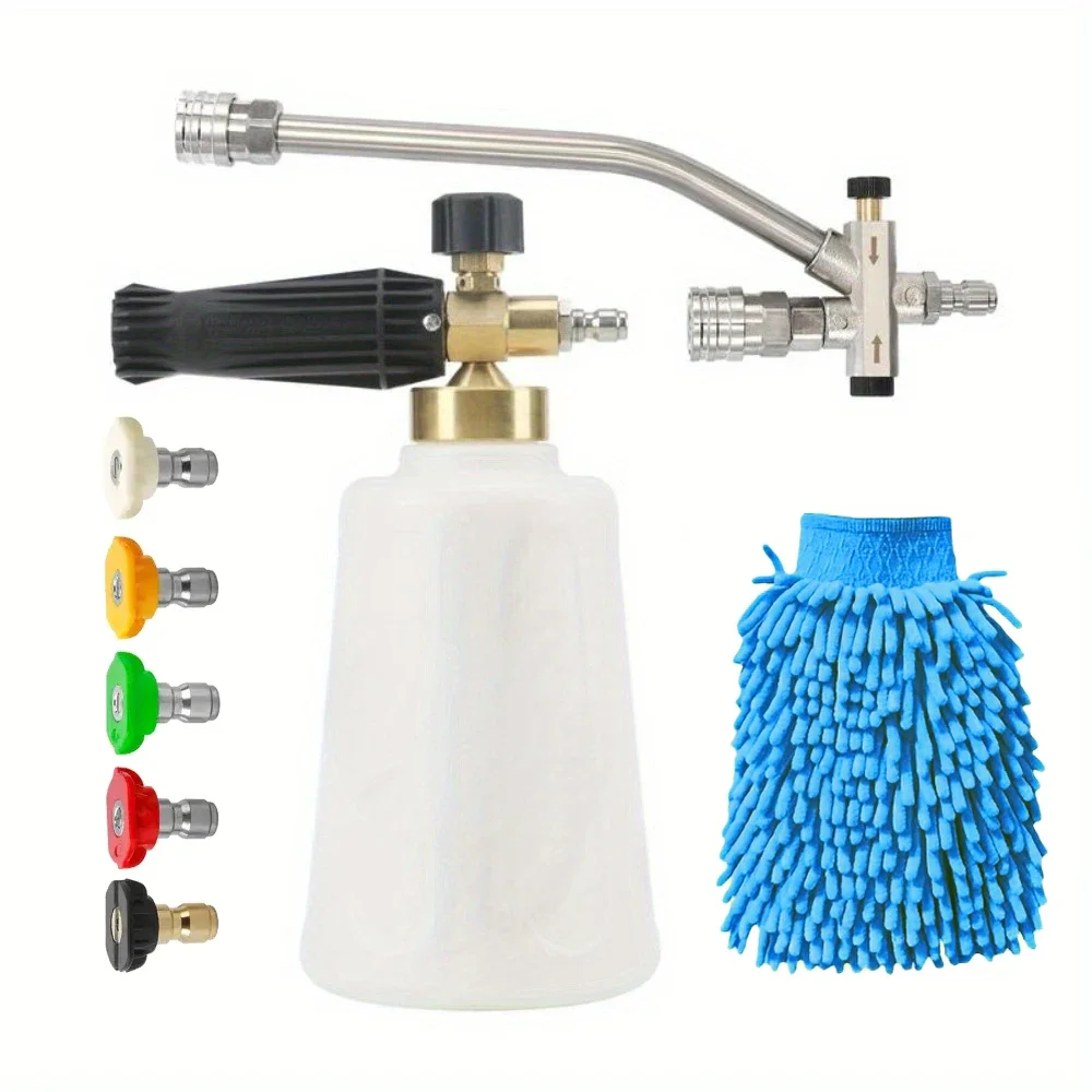

Dual-Head High Pressure Foam Cannon, Snow Foam Spray with Nozzle Attachments for Pressure Washer Summer Car Cleaning Kit