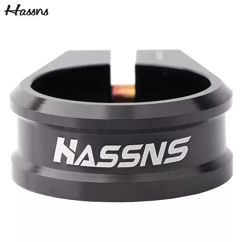HASSNS Mountain Road Car Seat Pipe Clamp 34.9 38.5MM Soil Slope Car Full CNC Titanium Alloy Screw Seat Pipe Clamp