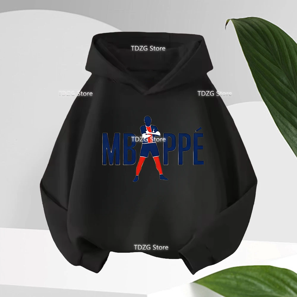 Mbappé Fan Clothes Felpa con cappuccio per bambini Felpa a maniche lunghe stampata con cartoni animati Top casual per ragazzi e ragazze Pullover autunnali per bambini