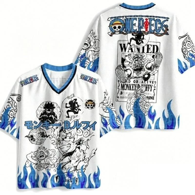2026 Neues One Piece Gear 5 Nikka Luffy Anime-Zubehör-Jersey, Mesh Schnelltrocknend Lockerer Street-Style Kurzarm Familien-Set – Detail 6