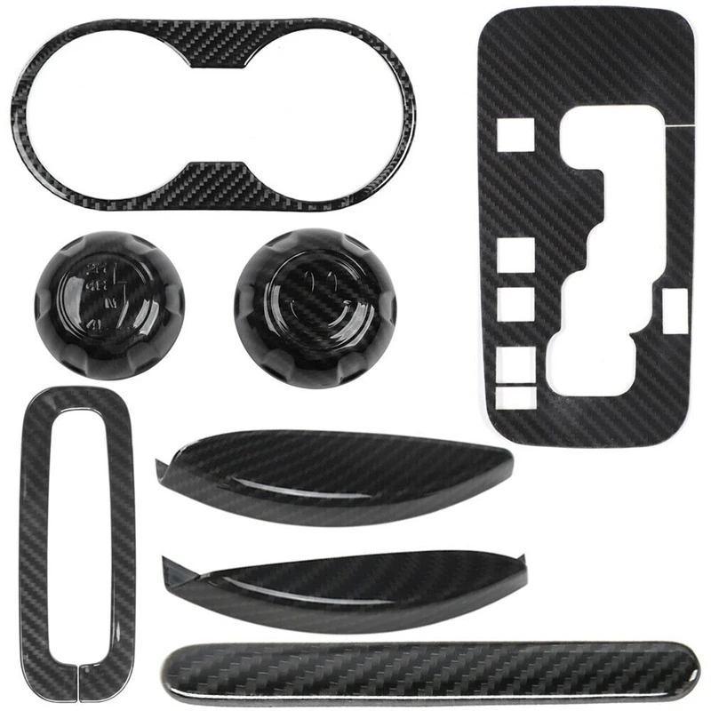 New-Gear Shift Trim Cover Kit Interior Accessories For Jeep Wrangler JK JKU 2011-2017 ABS Carbon Fiber 8PCS