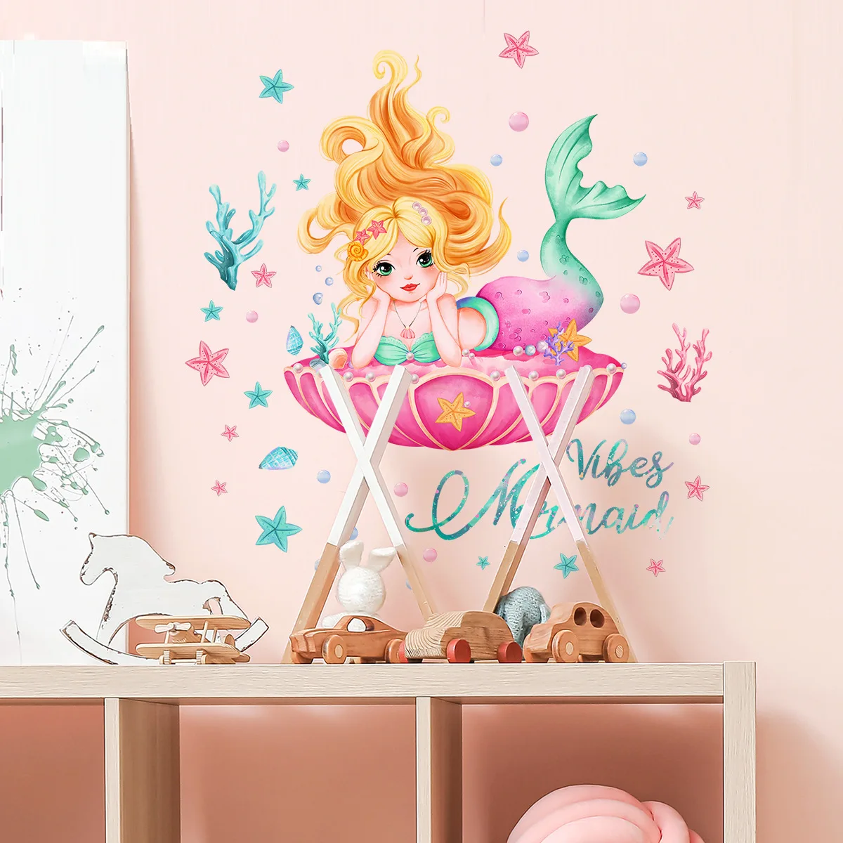 

30*60cm Mermaid Princess Cartoon Wall Sticker Warm Girl Living Room Bedroom Study Dining Room Decoration Wall Sticker Ms3127