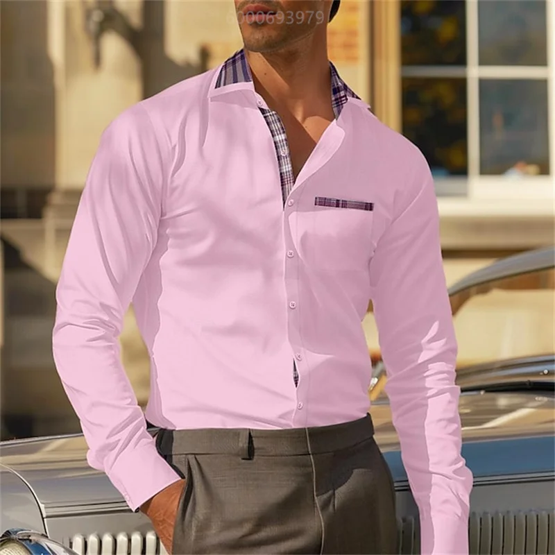 

Men's formal dress shirt, wedding outdoor long-sleeved collared shirt, black, white, pink, blue, fast shipping.