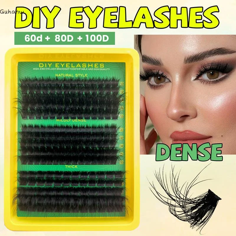 

[WHB]Cluster Lashes Kit Individual Lashes Volume Mixed Tray 3D Faux Mink Lashes Wispy Eyelash Extension DIY Makeup
