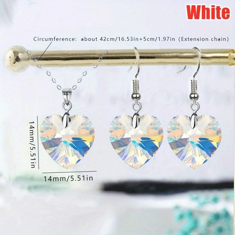 3pcs/set Beautiful Bridal Jewelry Set Heart Crystal Pendant Necklace Earrings Set Romantic Women Jewelry for Fashion - view 5