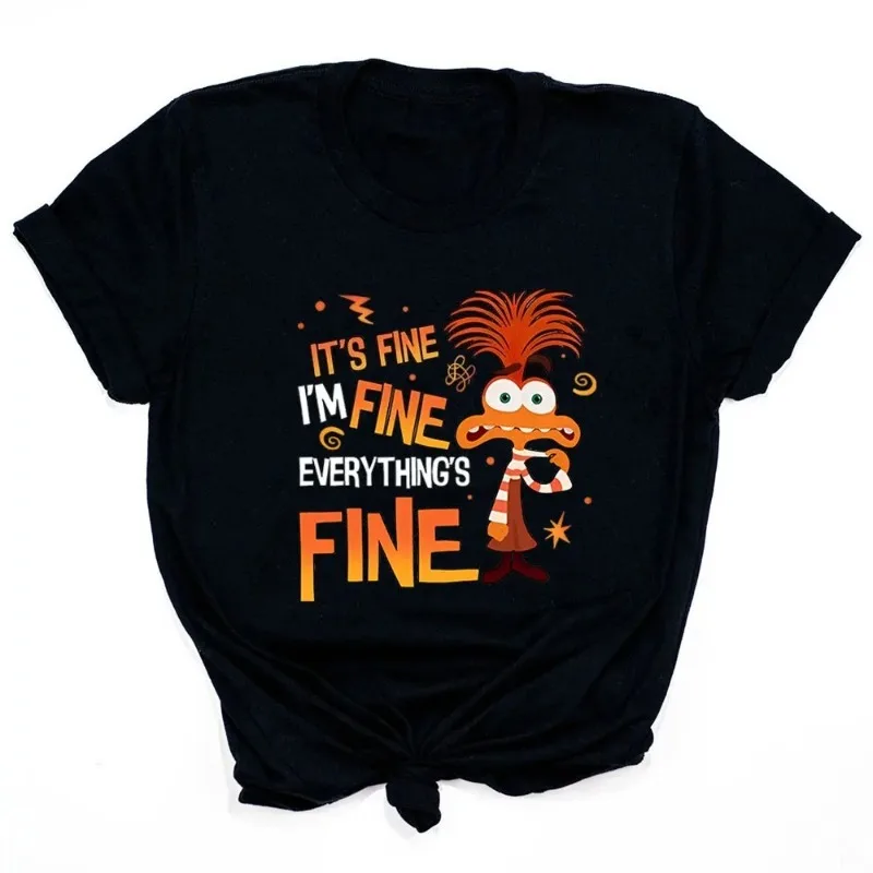 Inside Out 2 Anxiety T-shirt All Is Good Anxiety T-shirt Emotional T-shirt Casual Y2KY Harajuku Retro Mental Health T-shirt