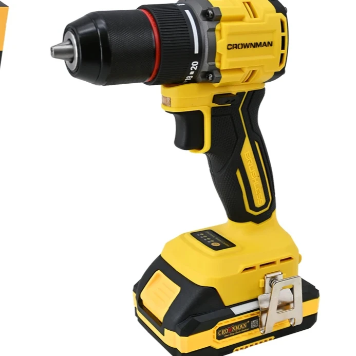 

CROWNMAN 21V Brushless Cordless Power Drill with 2.0Ah or 4.0Ah Lithium Battery & 13mm Chuck for Professional & Household Use
