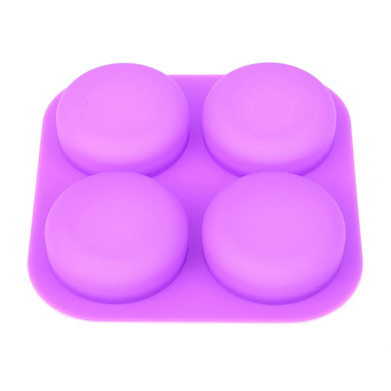 1Pc 4 Cavity Silicone Soap Mold DIY Handmade Craft Cake Decorating Tools Tray Easy To Demould Round Circles Soap Mold