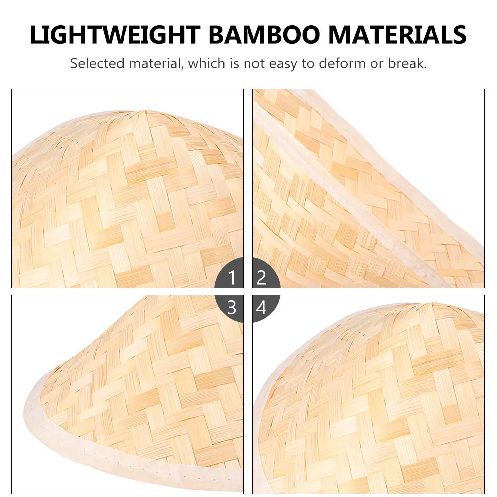 

2 Pcs Bamboo Woven Hat Kids Chinese Style Straw Painting Decorative Adornment Handcraft Creative Classroom Photo Prop