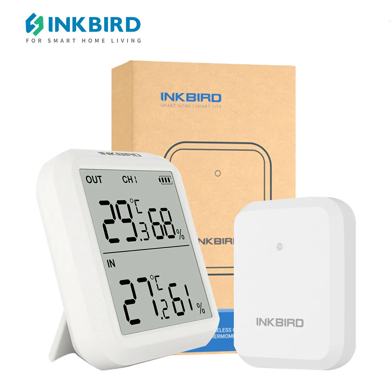 INKBIRD Digital Thermometer Hygrometer With External Probe Indoor Outdoor Wireless Temperature Humidity Monitor for Brewhouse