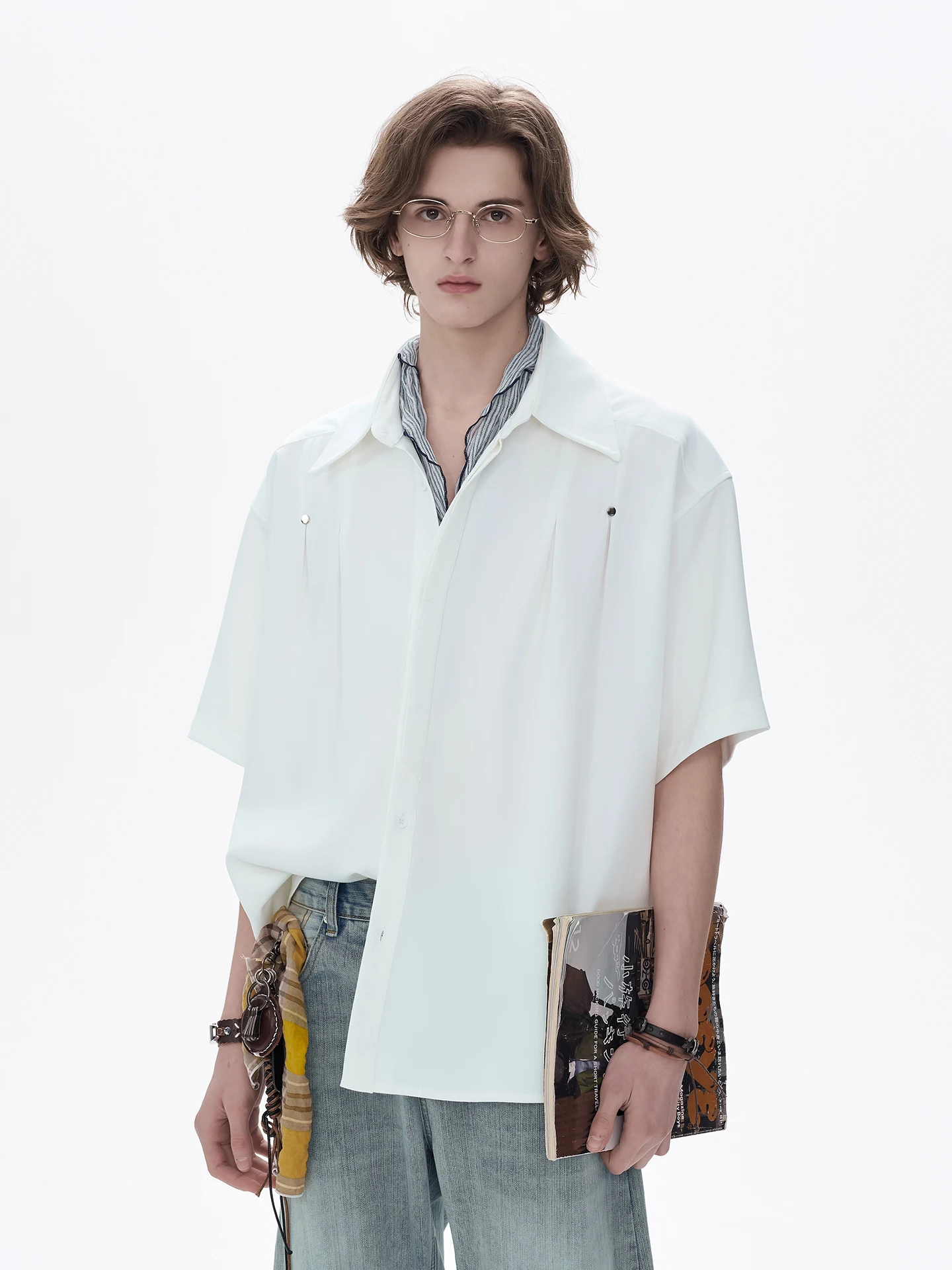 Casual American Style Men's Short Sleeve Shirt Anti-Wrinkle No-Iron Summer Commute White Shirt Breathable Skin-Friendly Polye...