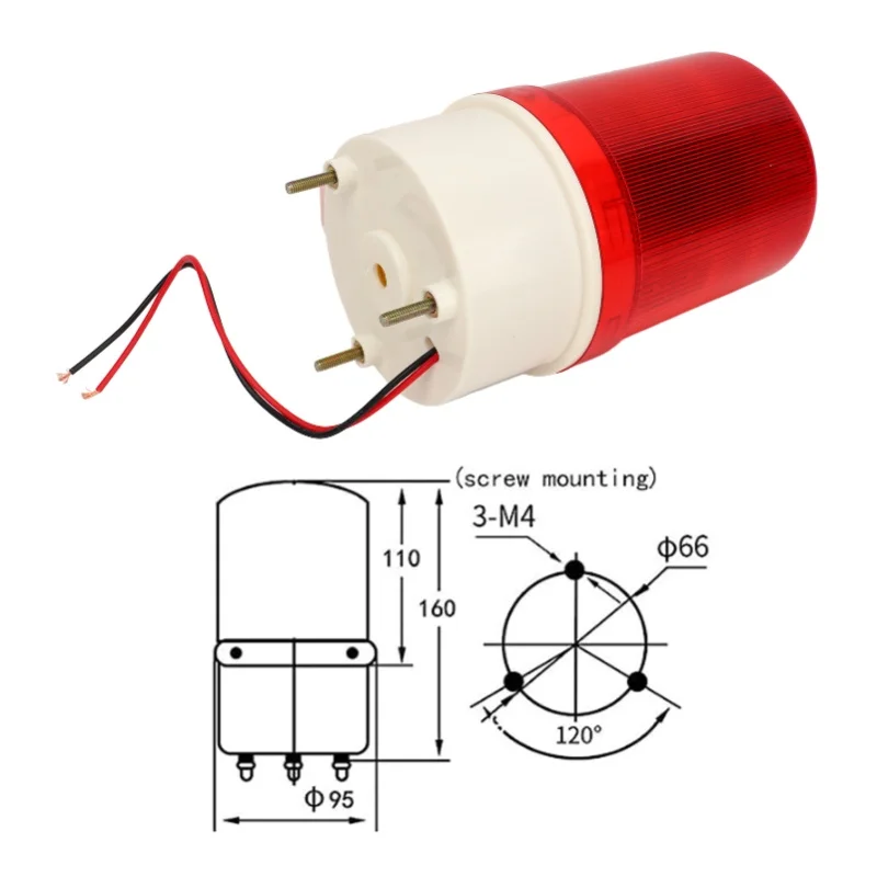 LED الدورية ستروب 120dB الصوت ضوء إنذار ABS IP54 مصباح تحذير للداخلية في الهواء الطلق 24 فولت #3