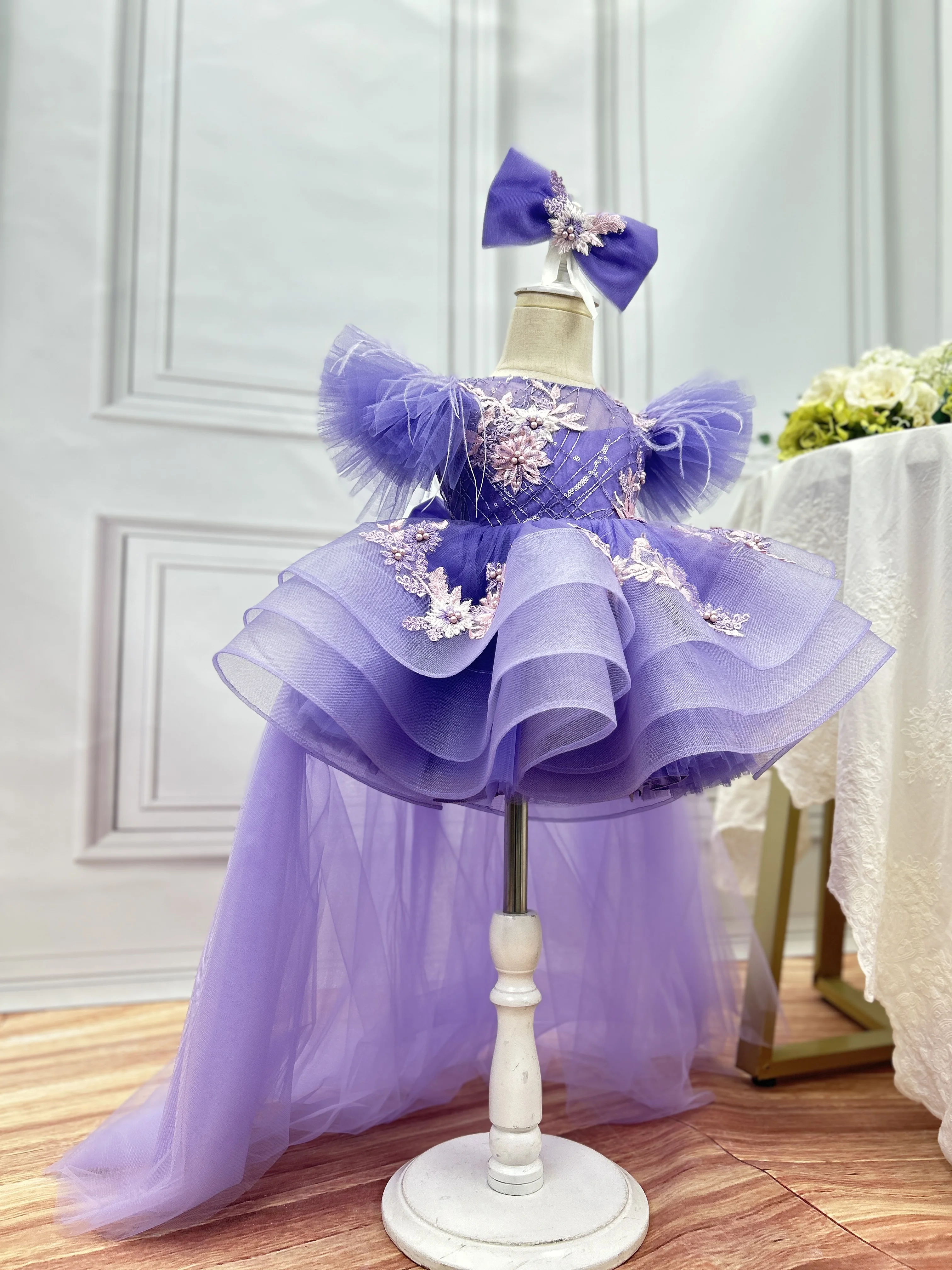 New PARTY DRESSSSSES For Girl 3-10-year-old girl Purple Elegant Party Dress High-end Dance Evening Dress Magnifice