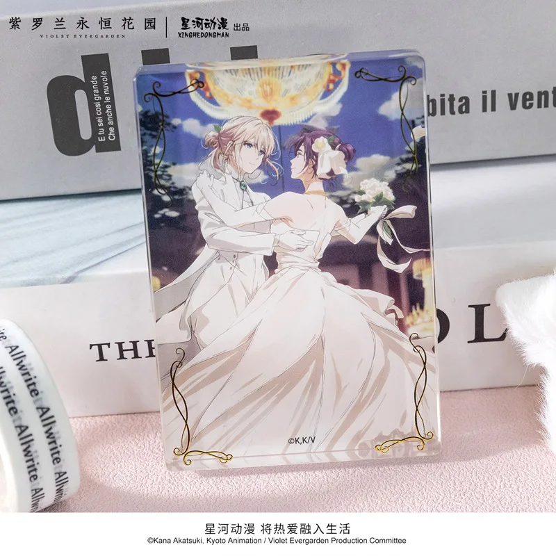 Violet Evergarden Cattleya Baudelaire 꽃 흉터 웨딩 드레스 시리즈 중국 공식 승인 아크릴 스탠딩 벽돌