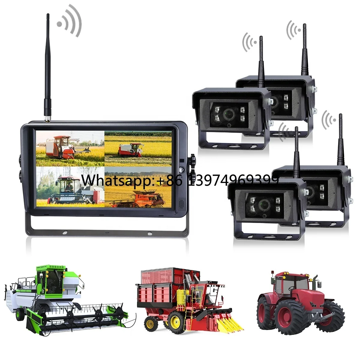 Crane Truck Bus Forklift Wireless Backup Camera Monitor Rear View System Parking